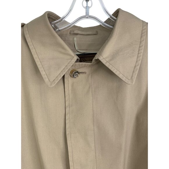 VTG London Fog Mens Trench Over Coat Zip Liner Size 44R USA Tan Pockets  8552 - Picture 11 of 11